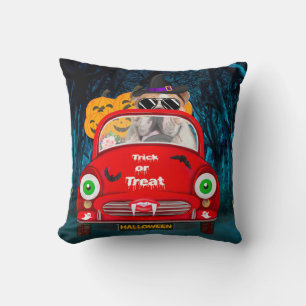 Coussin Anglais Bulldog Driving Car Effrayant Halloween