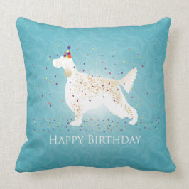 Coussin Anglais Setter Joyeux Design d'anniversaire