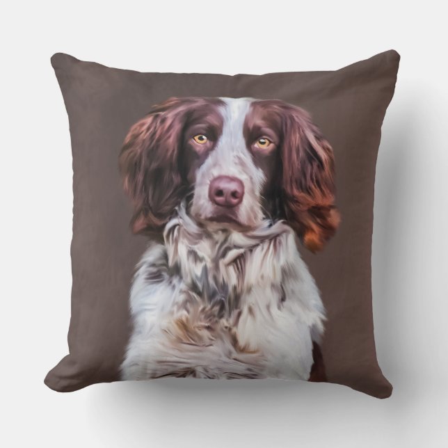 Coussin Anglais Springer Spaniel Chien Peinture Huile Port (Recto)