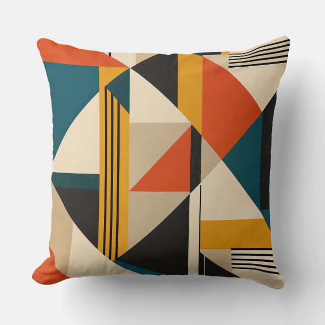Coussin Angular Teal Orange Geometric Modernist Abstract (Recto)