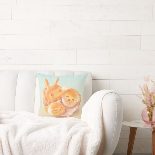 Coussin Animal Bread Basket: Smiling Bichon, Bunny & Cat (Canapé)