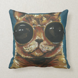 Coussin Animal pimpant Kitty dans des lunettes de soleil
