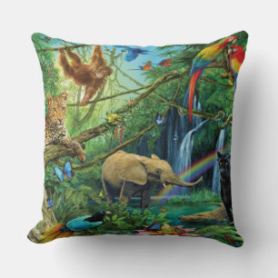 Coussin Animals living together throw pillow