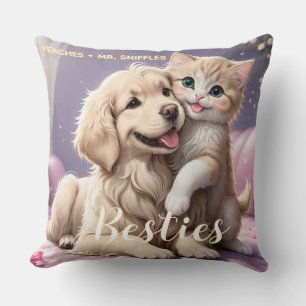 Coussin Animaux Amis Chien Papa Chat Maman Cadeau BFF Beso