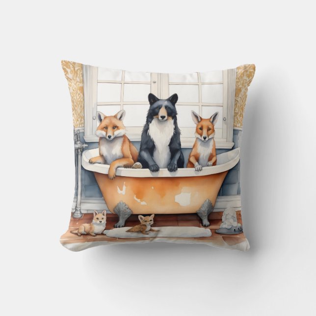 Coussin Animaux amusants dans le bain (Recto)