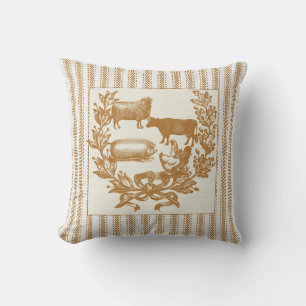 Coussin Animaux de ferme avec la guirlande sur le coutil