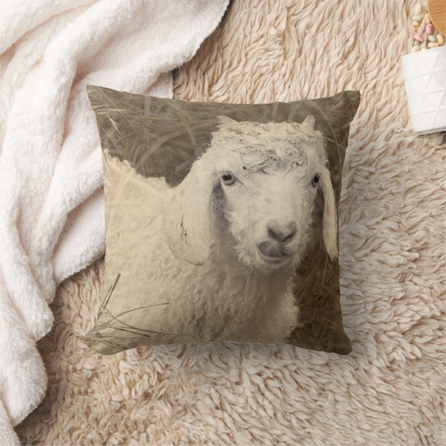 Coussin Animaux de ferme rustiques Angora Goat Kid (Couverture)