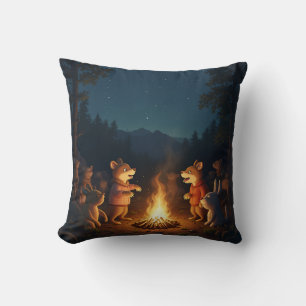 Coussin Animaux de la fête de feu de camp