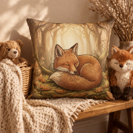 Coussin Animaux de la forêt de renard endormi adorable