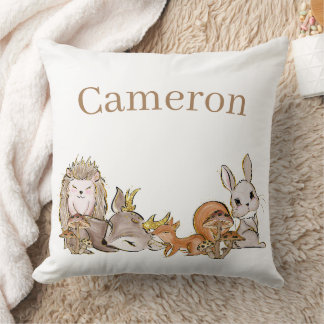 Coussin Animaux de la Forêt Mignons avec Nom Personnalisé