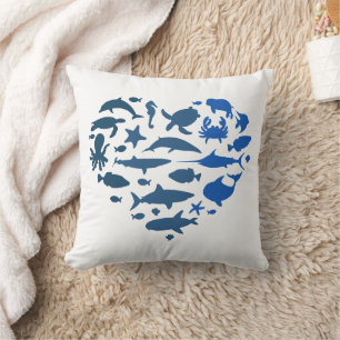 Coussin Animaux de mer du coeur