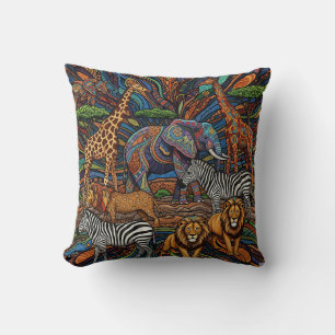 COUSSIN ANIMAUX DE SAFARI AFRICAIN