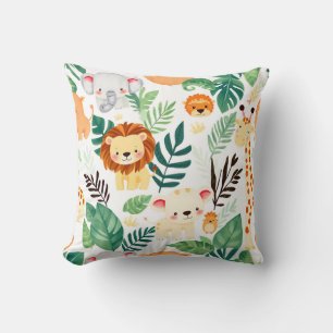 Coussin Animaux de safari mignons motif jungle