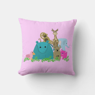 Coussin Animaux de zoo avec des vignes