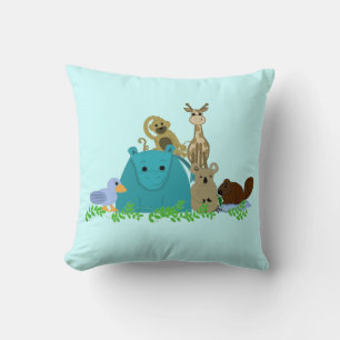 Coussin Animaux de zoo avec des vignes
