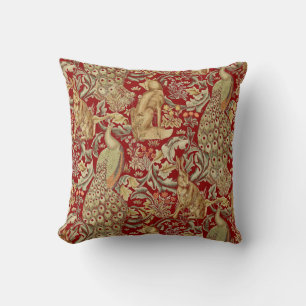 COUSSIN ANIMAUX FORESTIERS, FOX, PEACOCK, LIT EN FLORAL RO