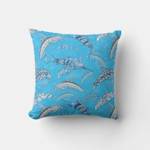Coussin Animaux marins océaniques dauphins marlins