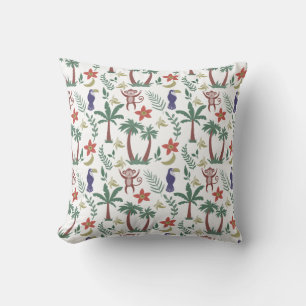 Coussin Animaux tropicaux sans soudure motif macaw et sing