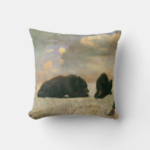 Coussin Animaux Vintage, Grizzlis par Albert Bierstadt