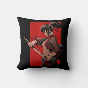 Coussin Anime filles Ados Samurai Waifu japonais Otaku Kaw