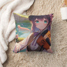 Anime Girl Jouer le violon et les Axolotls