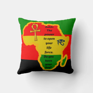 Coussin Ankh/Histoire noire/Culture noire/Oreiller