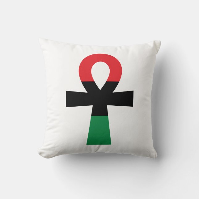 Coussin Ankh rouge, noir et vert (Recto)