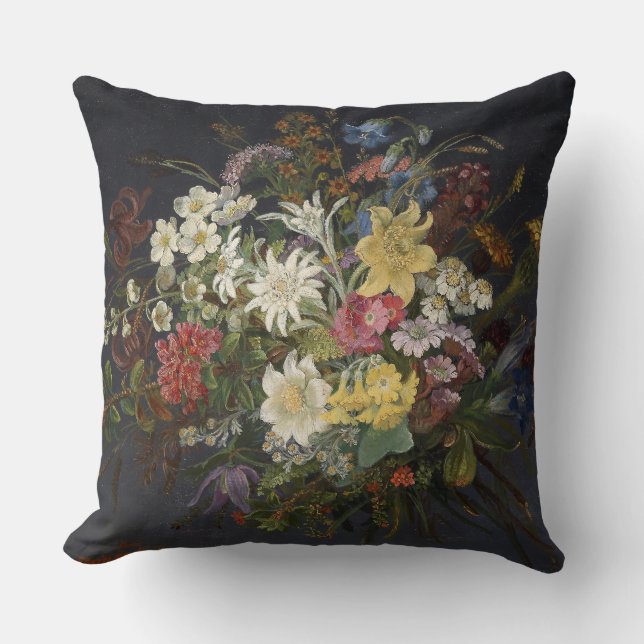 Coussin Anna Stainer-Knittel Fleurs alpines Vintages (Recto)