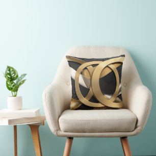 Coussin Anneaux d'or Art Abstrait - Design moderne de luxe