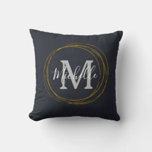 Coussin Anneaux d'or gris foncé Monogramme classique