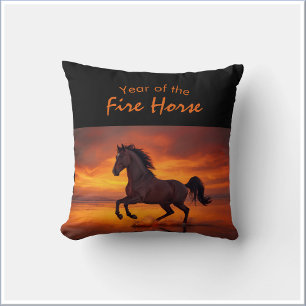 Coussin Année chinoise d'astrologie du Cheval de Feu