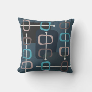 Coussin Années 1950 Abstrait Art Hollow Rocks Turquoise