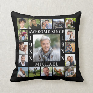 Coussin Anniversaire 17 Photo Collage AWESOME DEPUIS