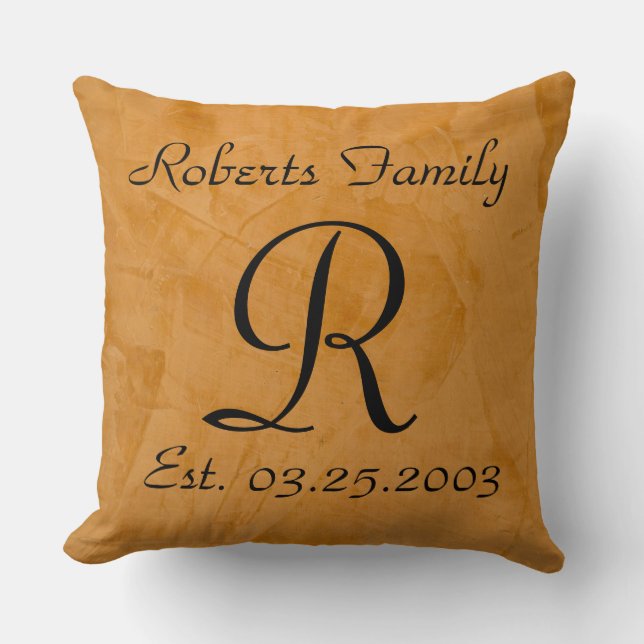 Coussin Anniversaire bronzé de monogramme de cuir de Faux (Recto)