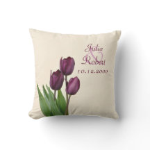 Anniversaire crème de 3 tulipes pourpres