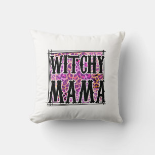 Coussin Anniversaire de Halloween Leopard Witchy Mama