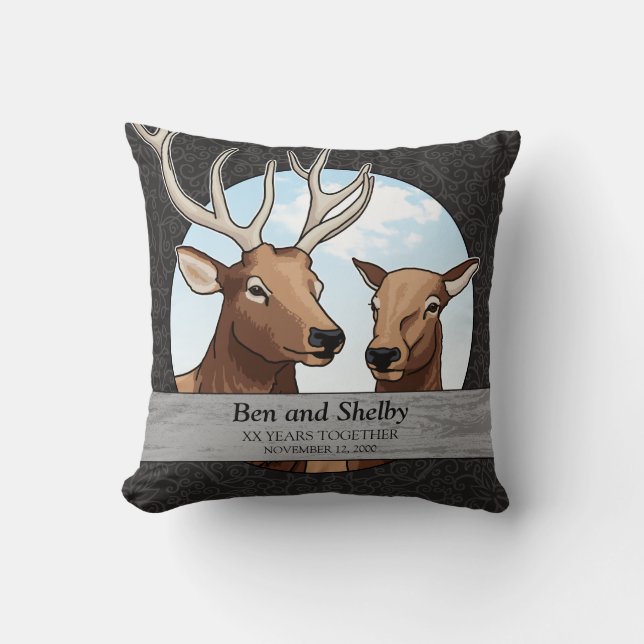 Coussin Anniversaire de mariage personnalisé, paire (Recto)