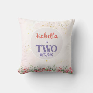 Coussin Anniversaire des papillons rose et pourpre adorabl