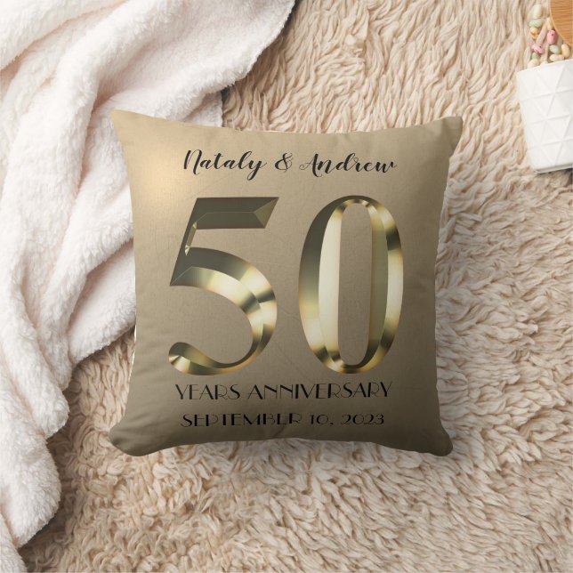 Coussin Anniversaire du 50e Mariage d'or métallique (Couverture)