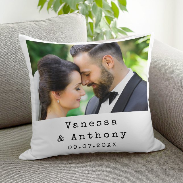 Coussin Anniversaire du Mariage photo personnalisé (Créateur téléchargé)