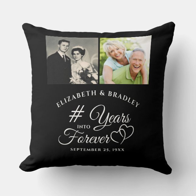 Coussin Anniversaire Élégantes ANNÉES DANS FOREVER 2 Photo (Recto)