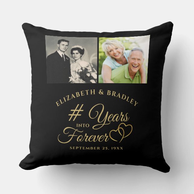 Coussin Anniversaire Élégantes ANNÉES DANS FOREVER 2 Photo (Recto)