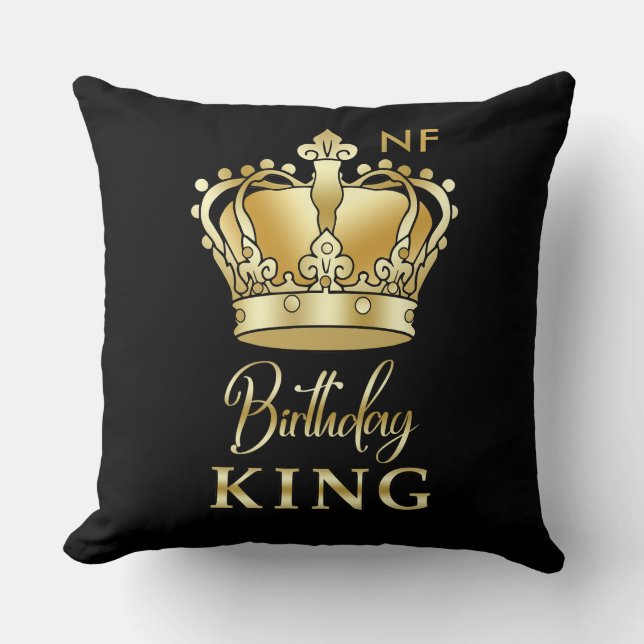 Coussin Anniversaire King Gold Couronne Royal Monogramme L (Recto)