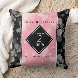 Coussin Anniversaire Mariage élégant du 2e Rose Quartz