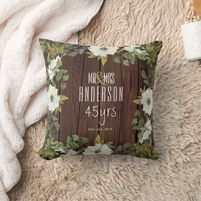 Coussin Anniversaire Mariage RUSTIQUE N'IMPORTE QUELLE Fle (Couverture)