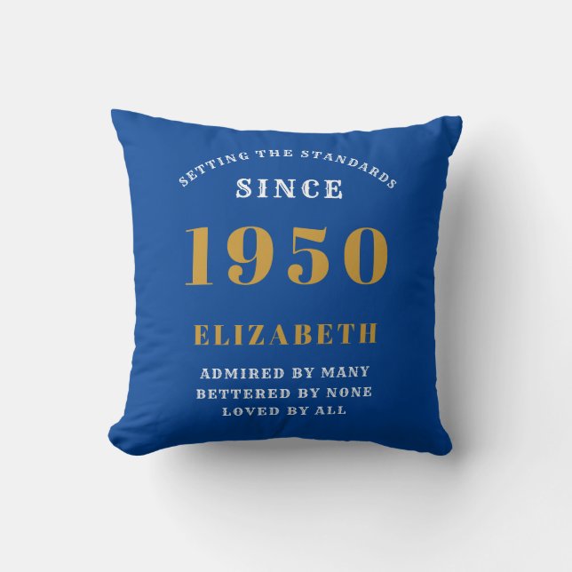 Coussin Anniversaire personnalisé 1950 Ajouter votre nom B (Recto)
