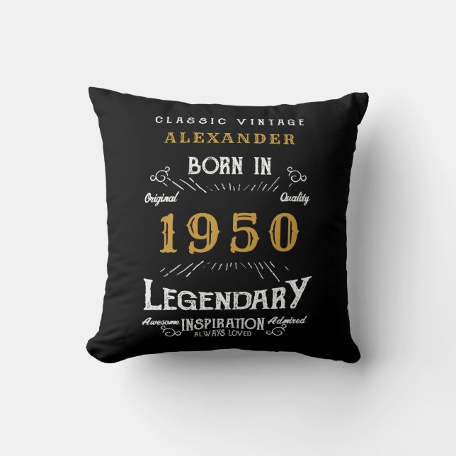 Coussin Anniversaire Personnalisé 1950 Légendaire Détesté (Recto)