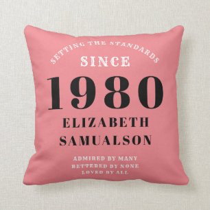 Coussin Anniversaire personnalisé 1980 Normes de configura
