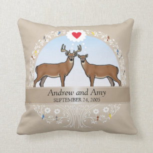 Coussin Anniversaire personnalisé, mâle et daine de date