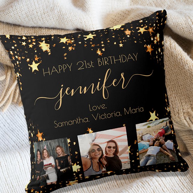 Coussin Anniversaire photo personnalisée meilleur ami noir (Créateur téléchargé)